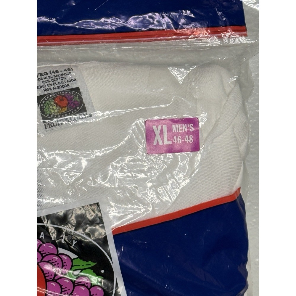 VTG Mens Fruit Of The Loom 3 Pack White Cotton Tshirts XL NWT Undershirt - Picture 2 of 4